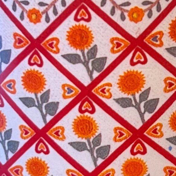 Vtg OTAGIRI Museum of American Folk Art SUNFLOWERS AND DOUBLE HEARTS Quilt Mug - Picture 4 of 10